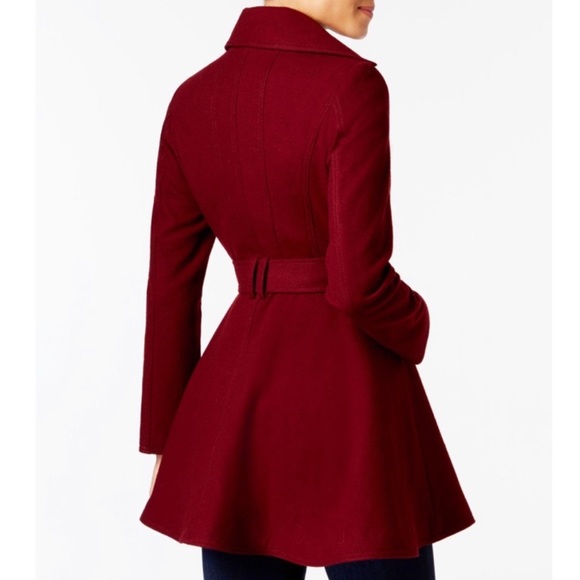 Dress Coat Fit And Flare Red Coat Red Brown Wool Fit And Flare Coat   Vintage Long Winter Wool Overcoat 5369